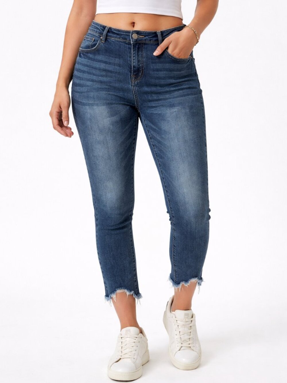 *3 FOR $9* Arula Jeans Vintage wash Raw Cut Off Unfinished Ankle Uneven Pants